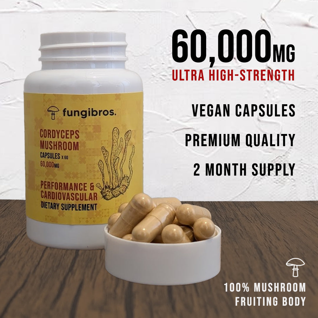 Cordyceps Mushroom Capsules – Natural Energy, Stamina & Immune Support (60 x 1000mg)