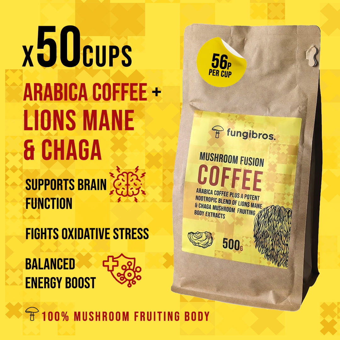 Mushroom Coffee Fusion – Lion’s Mane & Chaga for Focus & Immunity