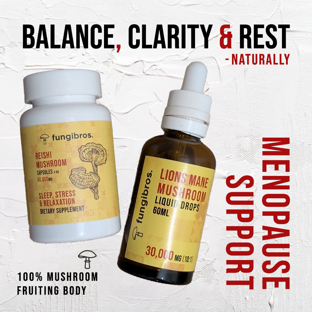 Menopause Support Package – Lion’s Mane Drops & Reishi Capsules