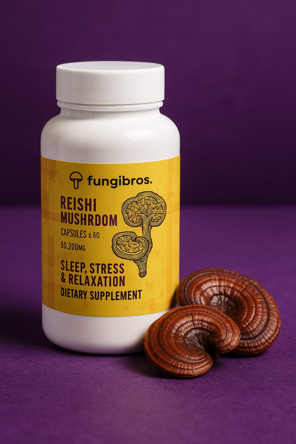 Reishi Mushroom Capsules – Stress Relief, Sleep & Immune Support (60 x 1000mg)