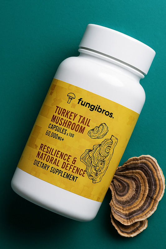 Turkey Tail Mushroom Capsules – Immune, Gut & Microbiome Support (60 x 1000mg)