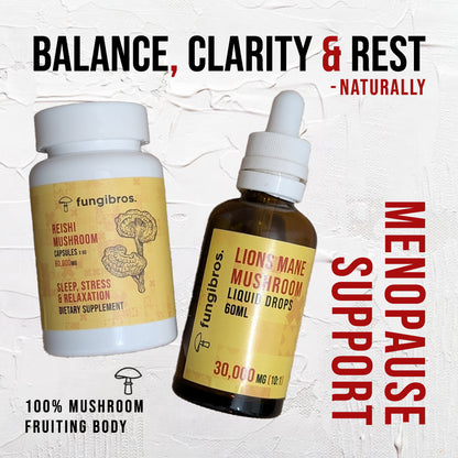 Menopause Support Package – Lion’s Mane Drops & Reishi Capsules