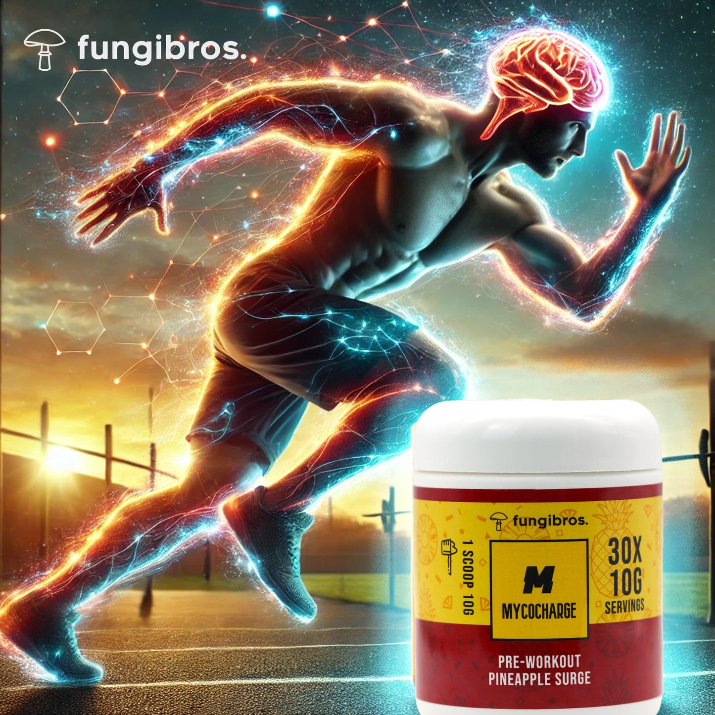 MycoCharge – 0-Stim Functional Mushroom Pre-Workout | Pineapple Surge