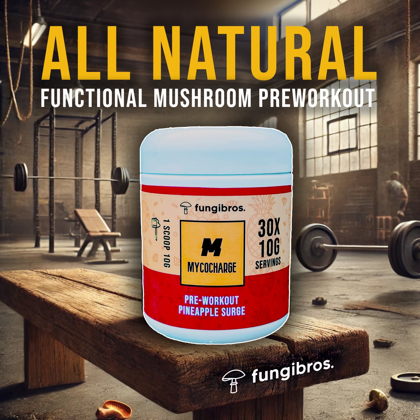 MycoCharge – 0-Stim Functional Mushroom Pre-Workout | Pineapple Surge